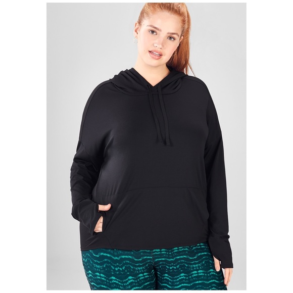 Fabletics Tops - Fabletics Cashel Oversized Black Mesh Hoodie, XXL